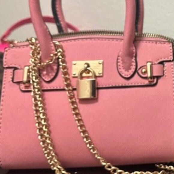 Neiman Marcus Pink Saffiano Faux Leather Satchel Bag - Picture 4 of 4